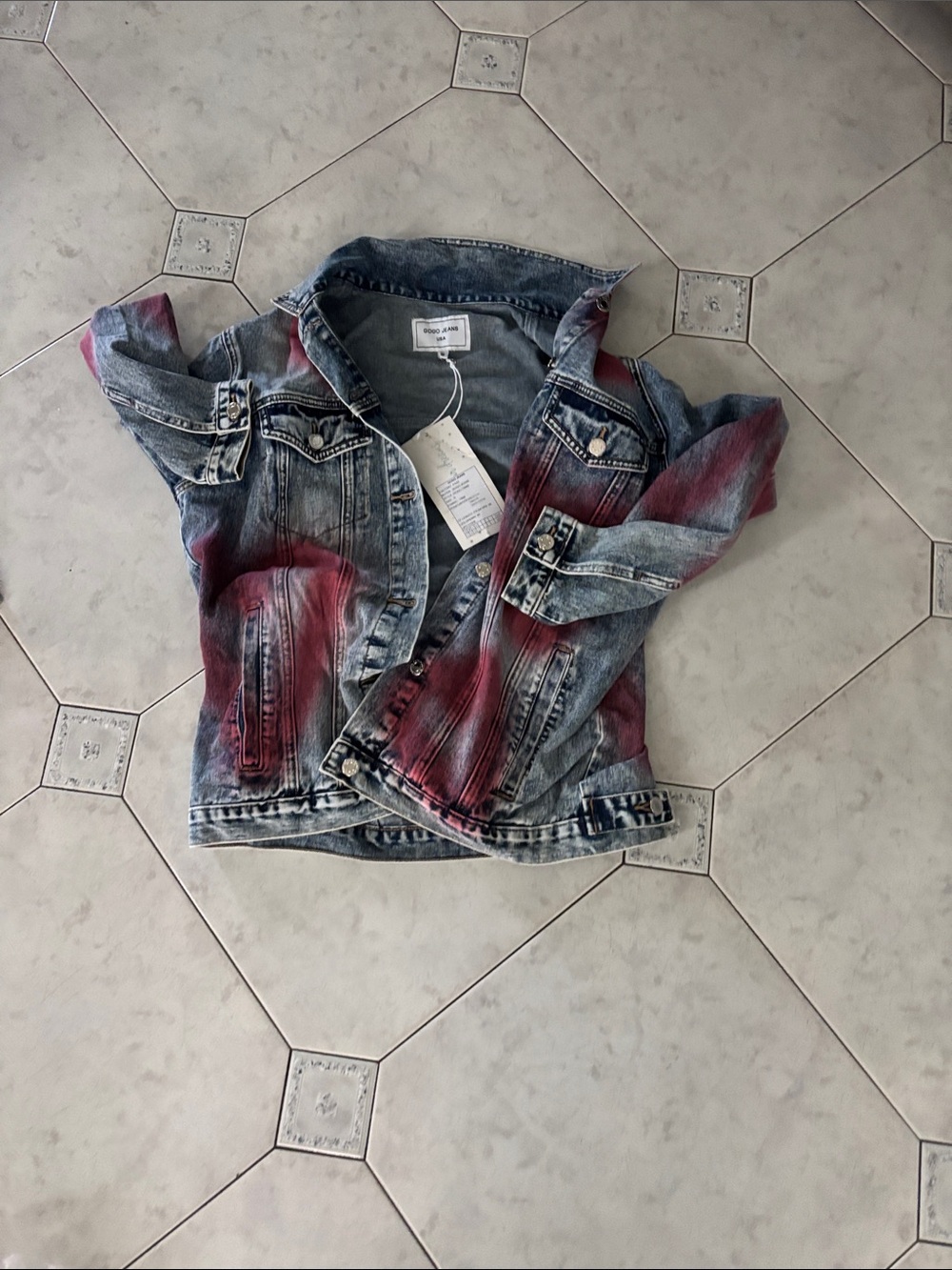GOGO Kids Blue Denim Jacket with Pink Wash